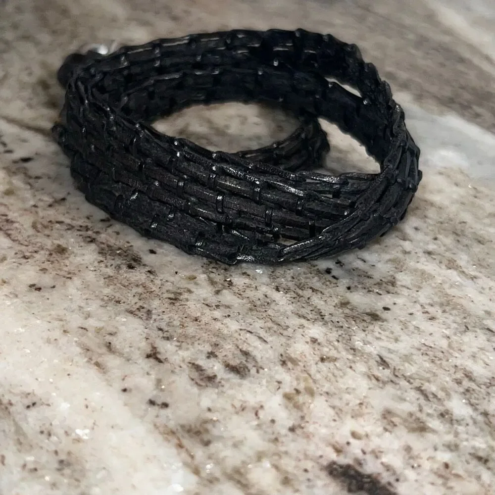 Vintage Leather & Silver Hardware Skinny Y2K Style Woven Belt Women’s Small